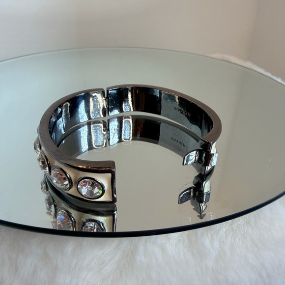 Givenchy Silver and Cream Swarovoski Crystal-Studded Bangle - Picture 3 of 6